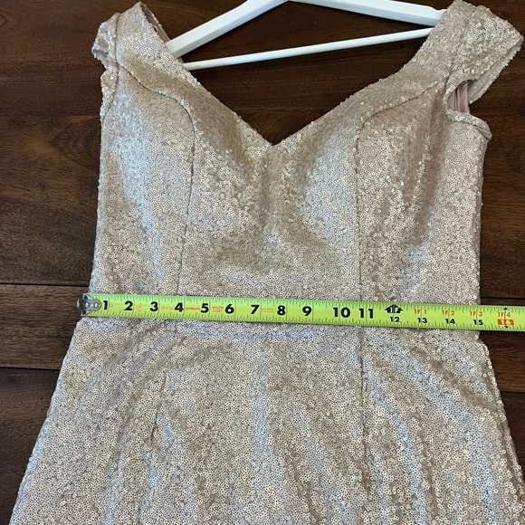 Prom Wedding Bridesmaid Dress Champagne Gold Sequins Dress 12 Bari Jay 1617 - Picture 7 of 8